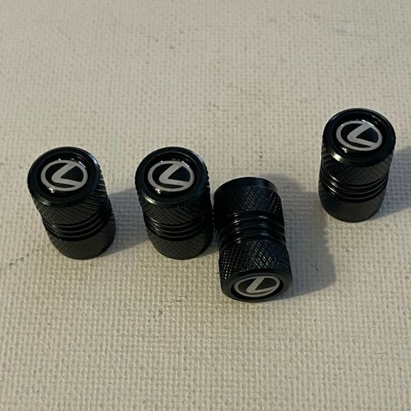 Lexus logo valve Stem caps in Black set of 4. NWT - Picture 3 of 4